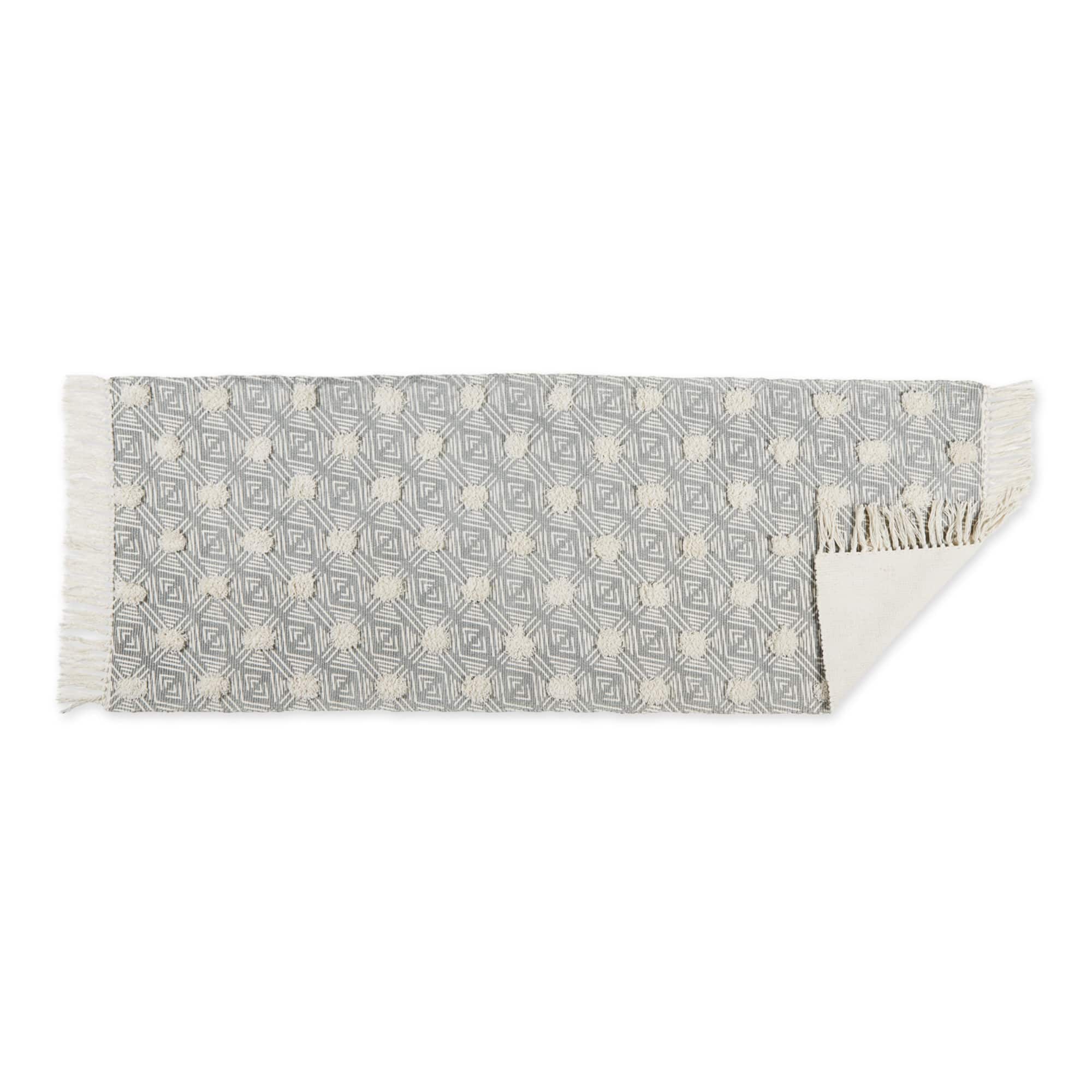 DII® Diamond Printed Off-White Hand-Loomed Shag Rug Runner 2ft. x 6ft